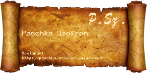 Paschka Szofron névjegykártya